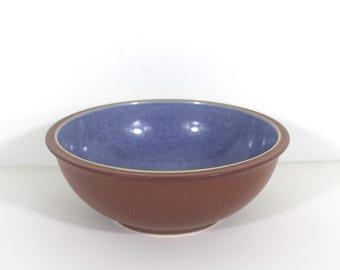 One Denby Juice Berry Soup/Cereal Bowl Blue Centre Terra-Cotta Outside Stoneware Made in England Replacements Discontinued Denby-Langley