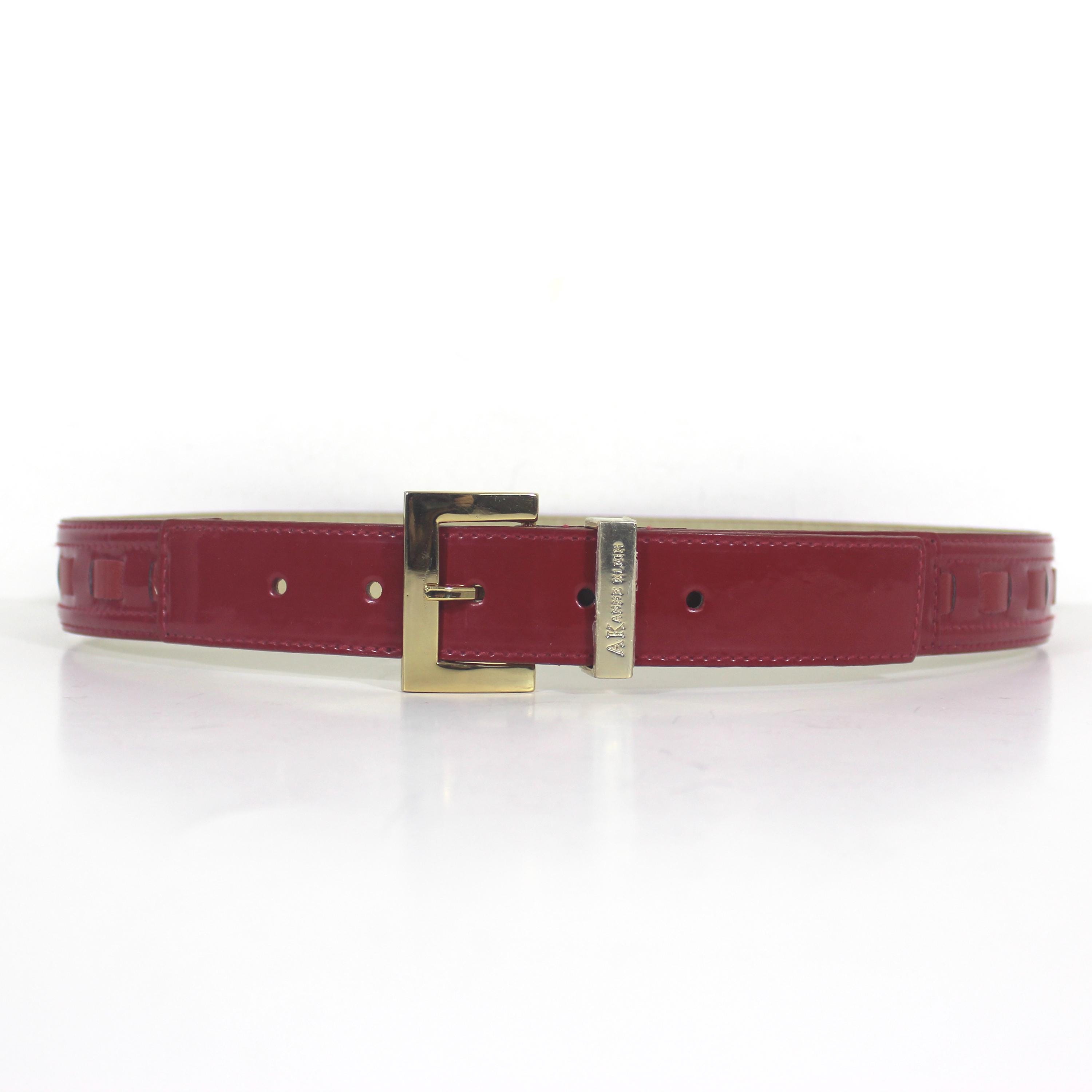 Anne Klein Red Leather Buckle Belt Patent Gold 90 main image 4