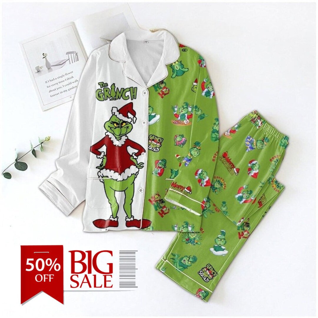Grinch Christmas Pajamas Set Grinch Pajamas Holiday Etsy
