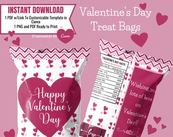 Printable Chip bag Happy Valentines Day Chip Bag Instant download Chip Bag Goodie Bag Chip Bag Valentine chip bag