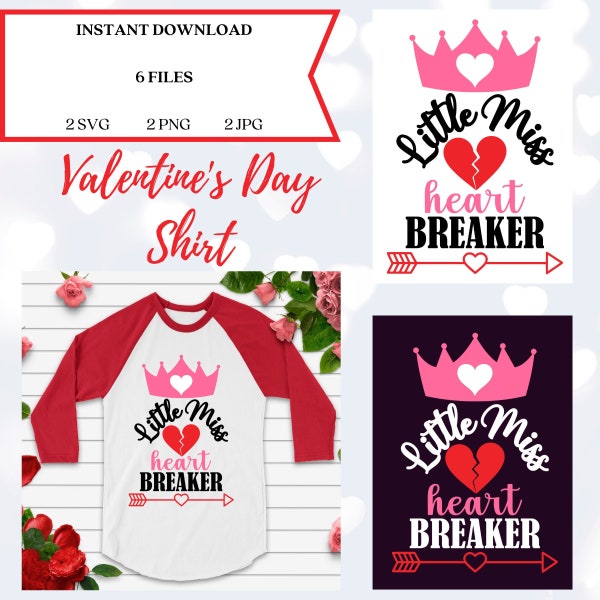 Kleine Miss Herz Breaker SVG für Cricut und Silhouette, Valentinstag SVG, HeartBreaker SVG