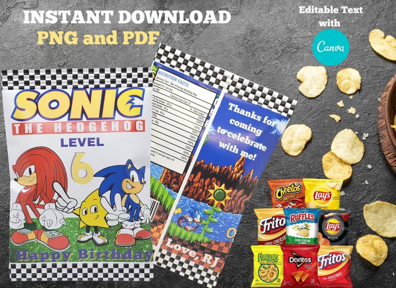Sonic The Hedgehog Treat Bag Chip Bag Custom Party Favor Etsy