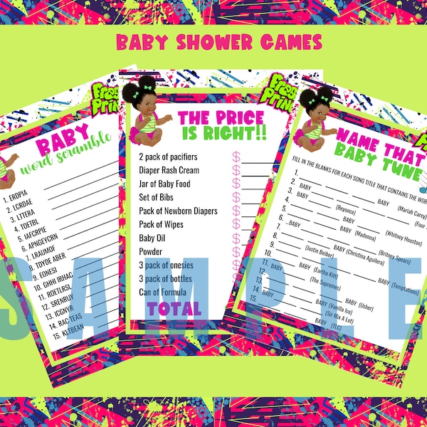 Fresh Princess Baby Shower Games, 90s Theme Baby Shower Games, Instant Download, Baby Shower Printable