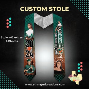 Custom Stole, Personalized Graduation Gift, Class of 2024, Graduation Sash, Grad Stole, Senior 2024 Graduation Gift, Personalized Stole