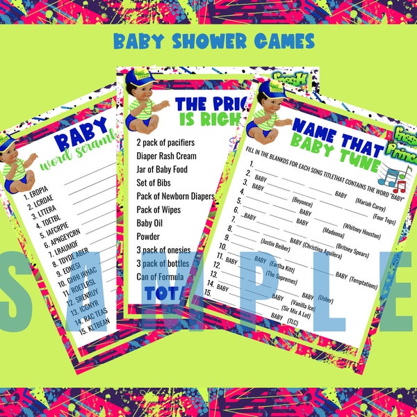 Fresh Prince Baby Shower Games, 90s Theme Baby Shower Games, Instant Download, Printable