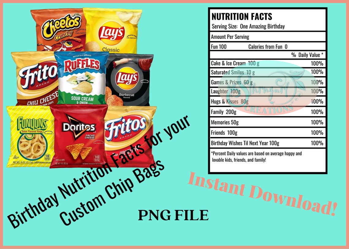 Nutrition Facts Label Custom Label Instant Download Chip Etsy