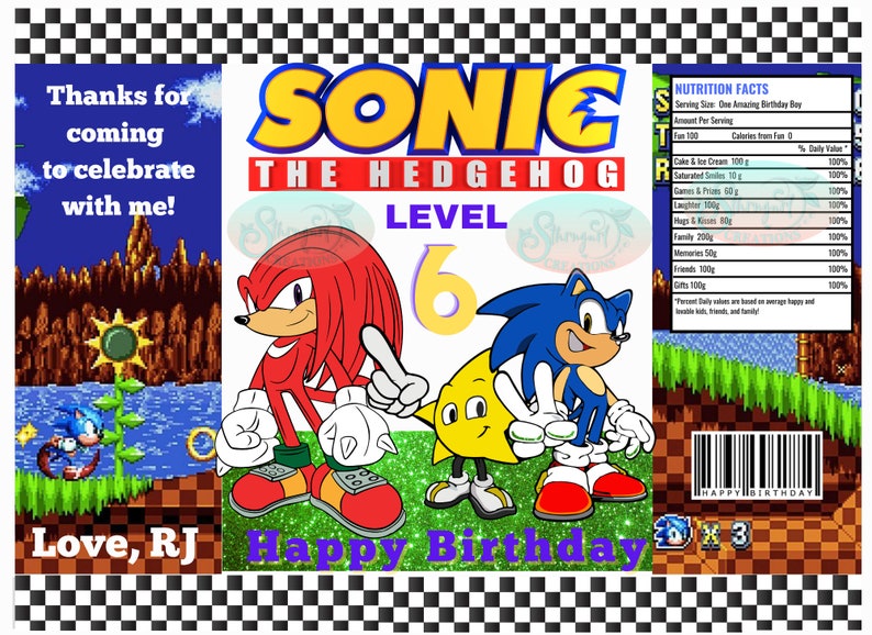 Sonic The Hedgehog Treat Bag Chip Bag Custom Party Favor Etsy