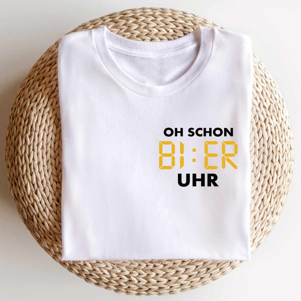 2x Bügelbild: Oh schon Bier Uhr - 2 Stück - Zum Aufbügeln für Textilien (inkl. Bügelfolie & Anleitung)