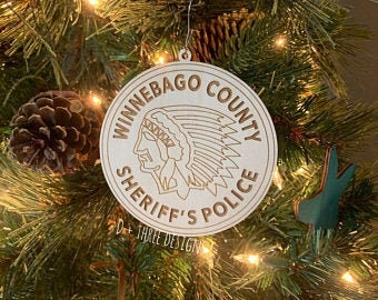 Winnebago County Police Badge Ornament or Police Patch Ornament