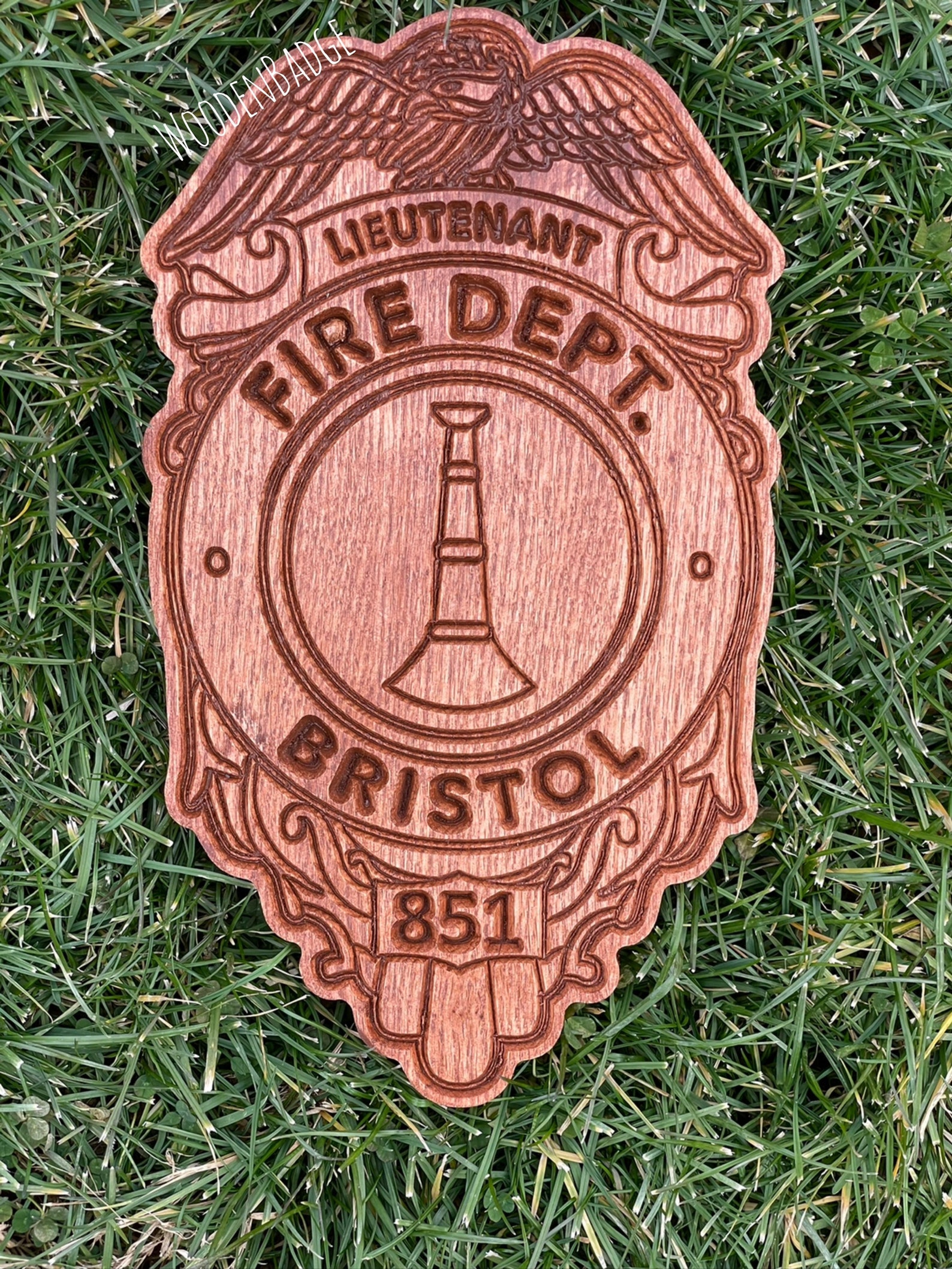 Wooden Fire Fighter Lieutenant Badge // Custom Wooden Fire Etsy