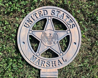 U.S. Marshal Wooden Police Badge // Federal Retirement Gift // Federal Promotion Gift