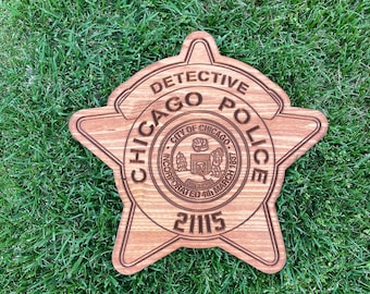 Chicago Police Badge Chicago Police Personalized Gift Wooden Police Badge Police Detective Badge Detective Retirement Police Gift Chicago PD
