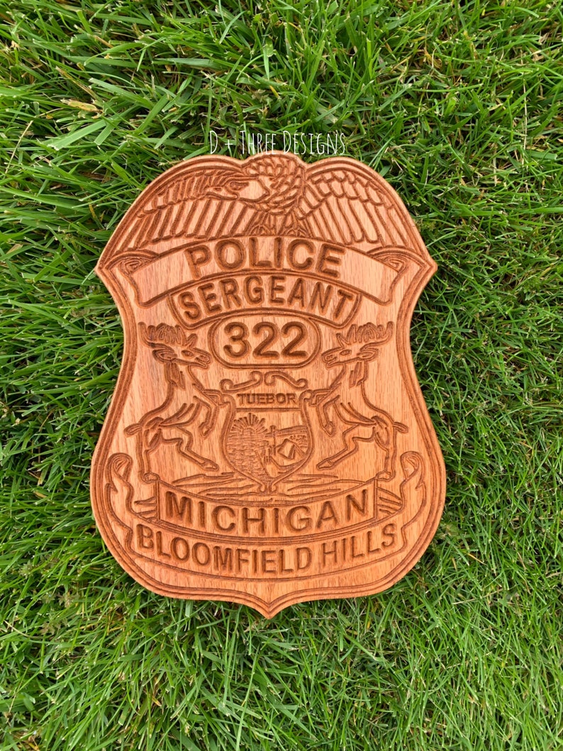 Bloomfield Hills Wooden Police Badge // Custom Michigan Police - Etsy UK