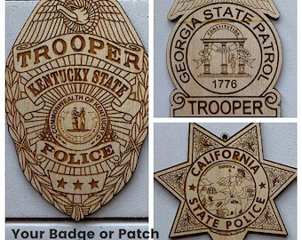 Personalized Police Badge Ornament or Police Patch Ornament
