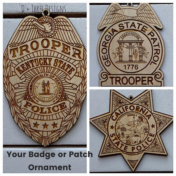 Personalized Police Badge Ornament or Police Patch Ornament