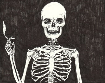 A skeleton with some bad habits art print