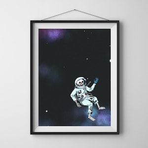 Dead space - Astronaut skeleton - space gifts, skull decor, skull wall art, gothic decor, alternative prints, emo decor, skeleton art