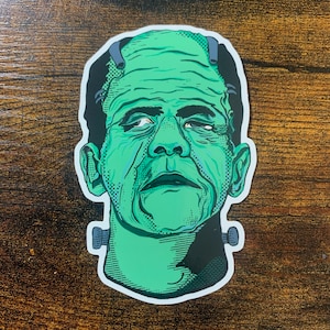 Frankenstein&#39;s monster sticker - Notebook, Laptop Stickers, Scrapbooking, Goth, Halloween, Luggage, Helmet, Waterproof, Journal
