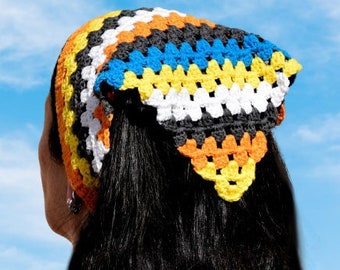 Crochet bandana, hair band, boho hippie chic, vegan, hair accessories, handmade