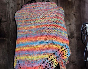 Scarf, triangular scarf, neck flatterer, hand-knitted, vegan, colorful scarves