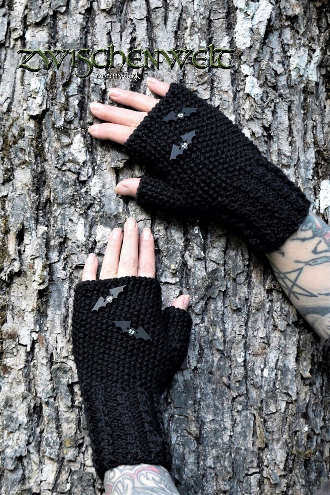 Fingerless Gloves BATS, Bat, Gothic, Hand-knitted, Gauntlets - Etsy Canada