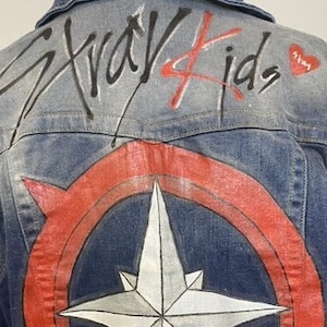 Handpainted KPOP Denim Jacket Stray Kids Ateez