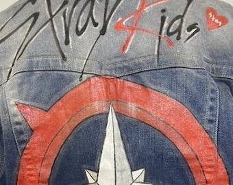 Handpainted KPOP Denim Jacket Stray Kids Ateez
