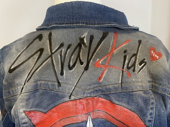 Handpainted KPOP Denim Jacket Stray Kids Ateez - Etsy