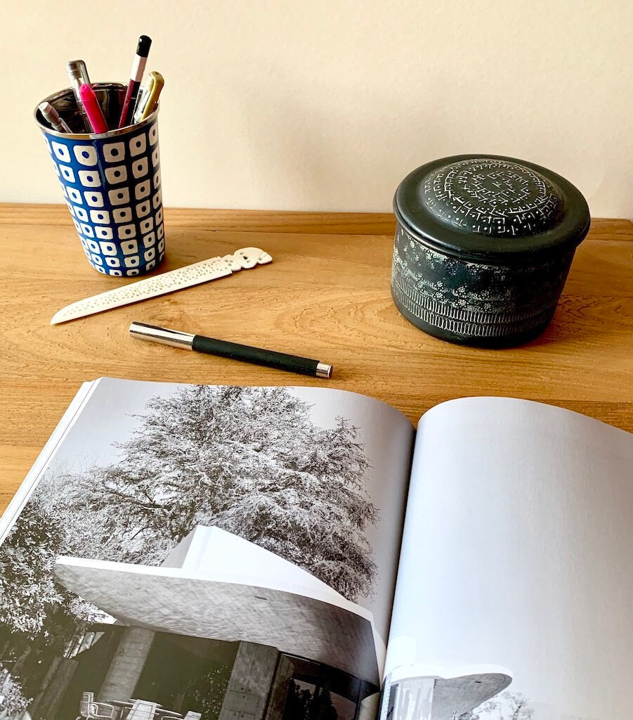 Gobelet en Inox Peint à La Main Au Cachemire, Petit Vase, Pot Crayons