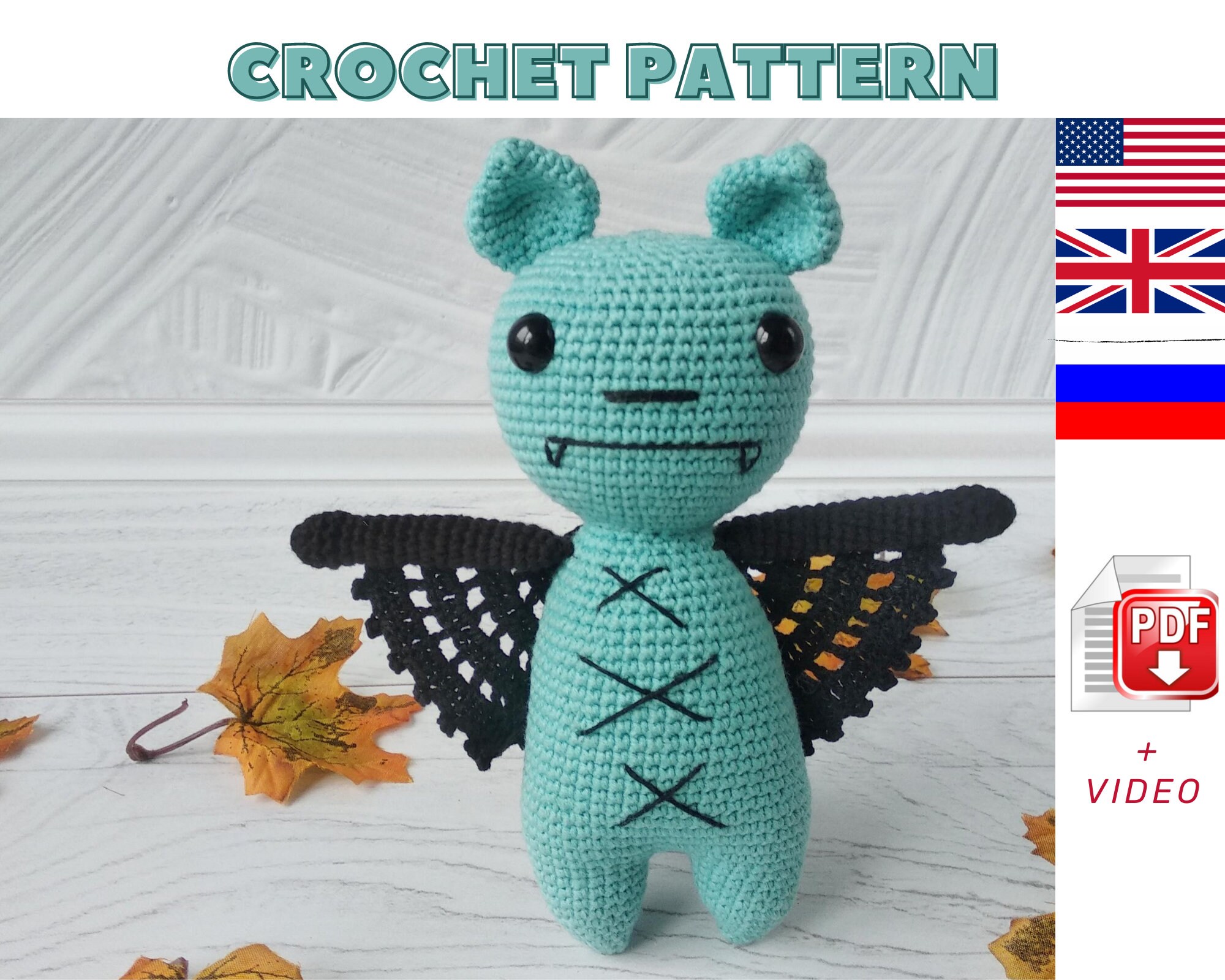 Amigurumi bat / PATTERN crochet bat / Stuffed bat toy / | Etsy