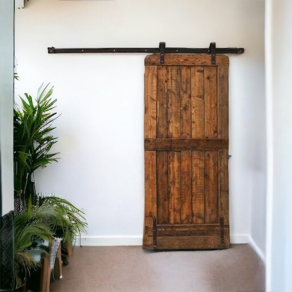 Porte coulissante d'intérieur en bois rustique + rail - Sur mesure