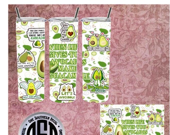 Avocado/Guacamole digital image for 20oz skinny tumbler PNG