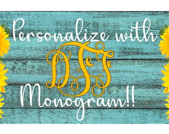 sunflowers and teal wood, digital image for front license plate, PNG, Instant download