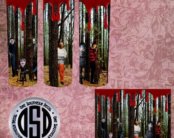Halloween forest/horror characters/digital image for full wrap 20 oz skinny tumbler/PNG/instant download
