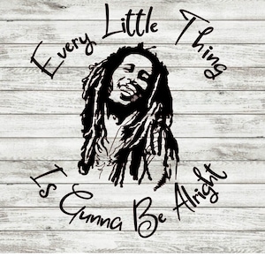 Bob Marley, todo va a estar bien, SVG, PNG, JPEG, clipart, descarga instantánea