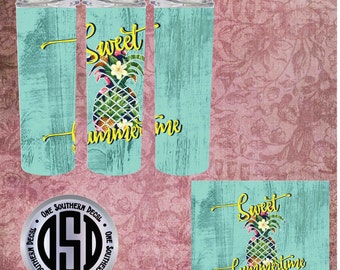 Sweet summertime digital image for 20 oz skinny tumbler PNG