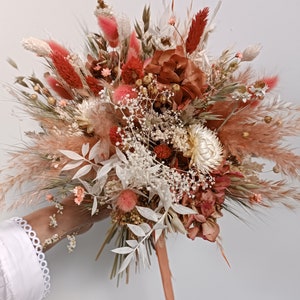 Dried Flower Bouquet Country Style Wedding - White Boho - Terracotta -