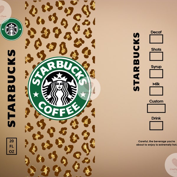 Star Bucks Glitter Cheetah Travel Tumbler, Digital Download, PNG SVG JPEG, Mug Cup, Coffee Tea Water, Brown, Graphic Design, Sublimation,