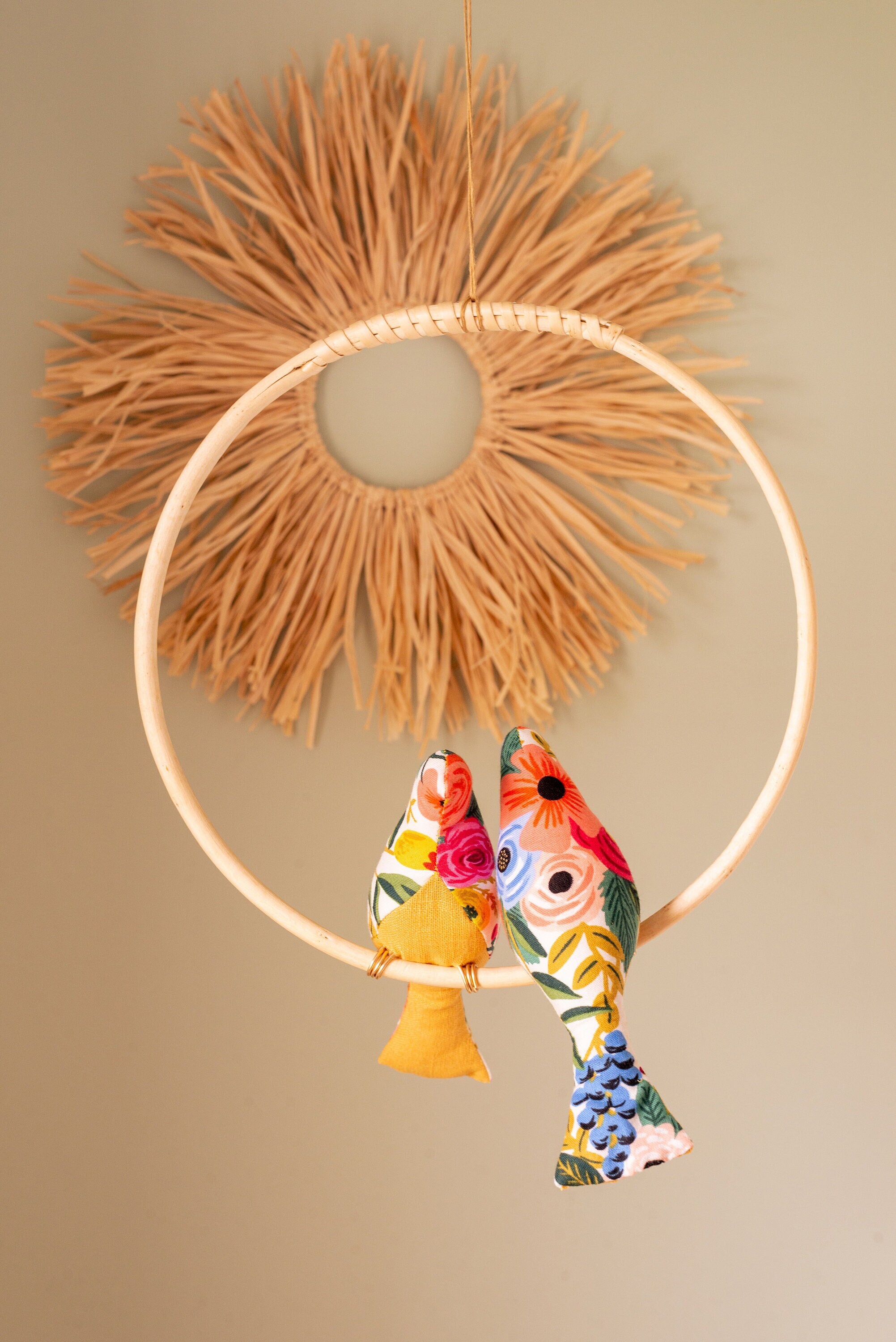 Mobile en Rotin Oiseaux à Suspendre