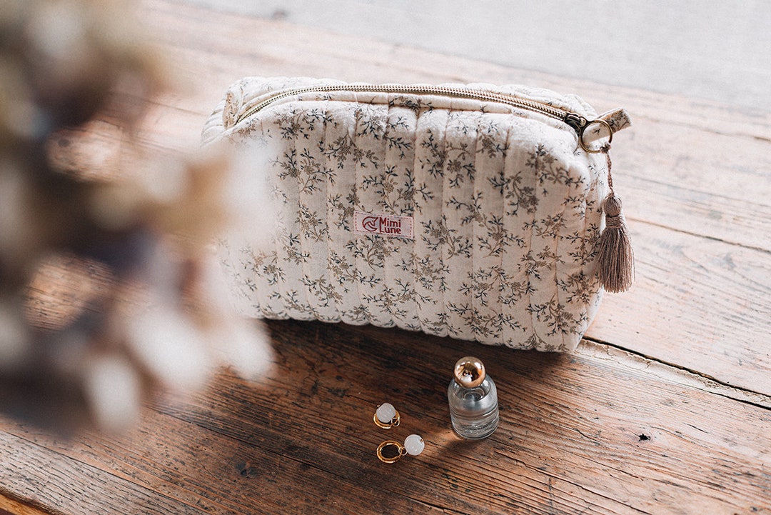 Trousse de toilette matelassée ADELE en double gaze de coton - Etsy France