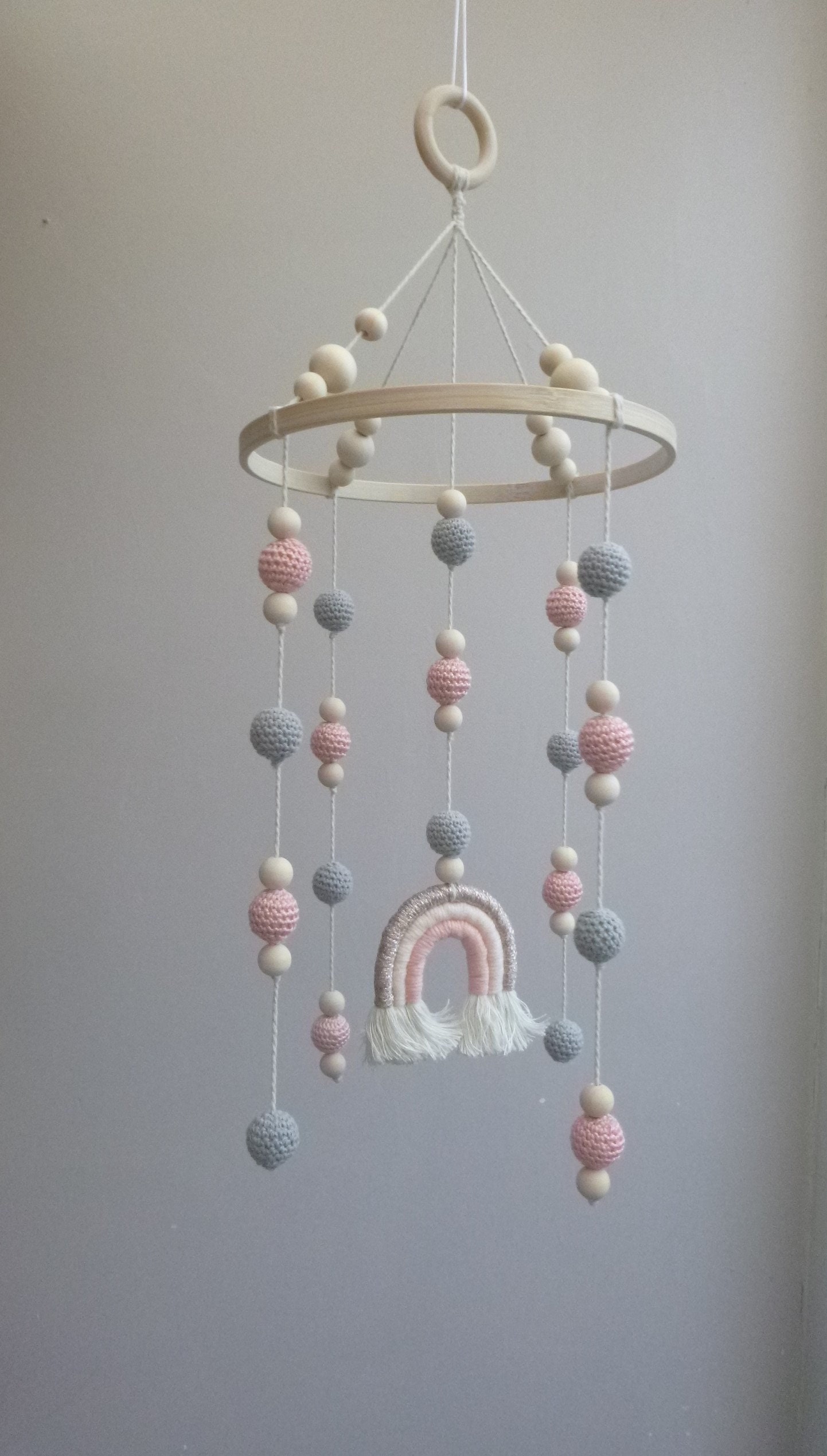 Mobile Bébé Pompons et Arc-En-Ciel, Déco Pour Chambre d'enfant