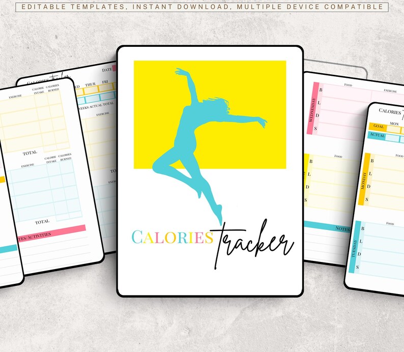 Daily Calorie Tracker Printable, Fitness Planner, Weight Loss Diet Log ...