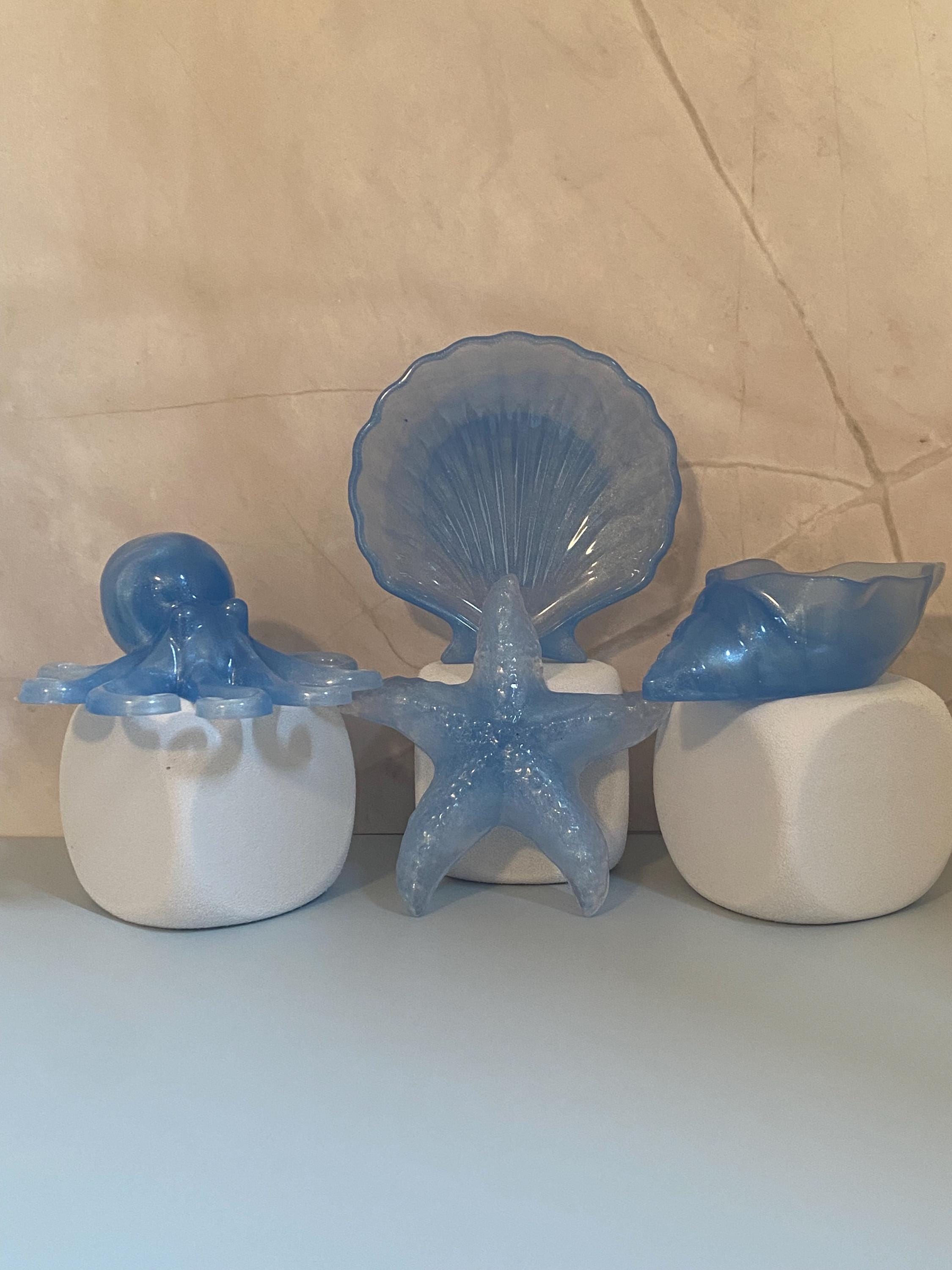 Resin Ocean Creatures – Octopus, Shells & Starfish – Beach Decor, Coastal Gift, Nautical Figurines