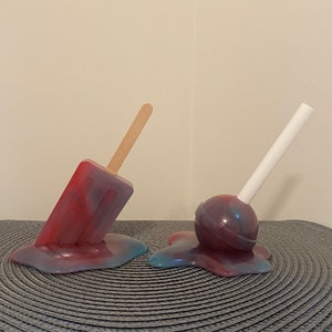 Resin Melting Lollipop or Popsicle Paperweight: Unique Desk Decor