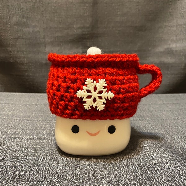 Marshmallow mug hat Crochet hot cocoa marshmallow mug hat tiered tray decor winter tiered tray decor hot chocolate mug