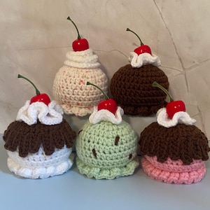 Crochet Ice Cream Scoop Plush: Handmade Amigurumi Dessert Gift