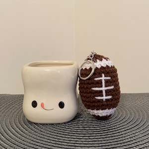 Crocheted Football Keychain: Handmade Sports Fan Gift