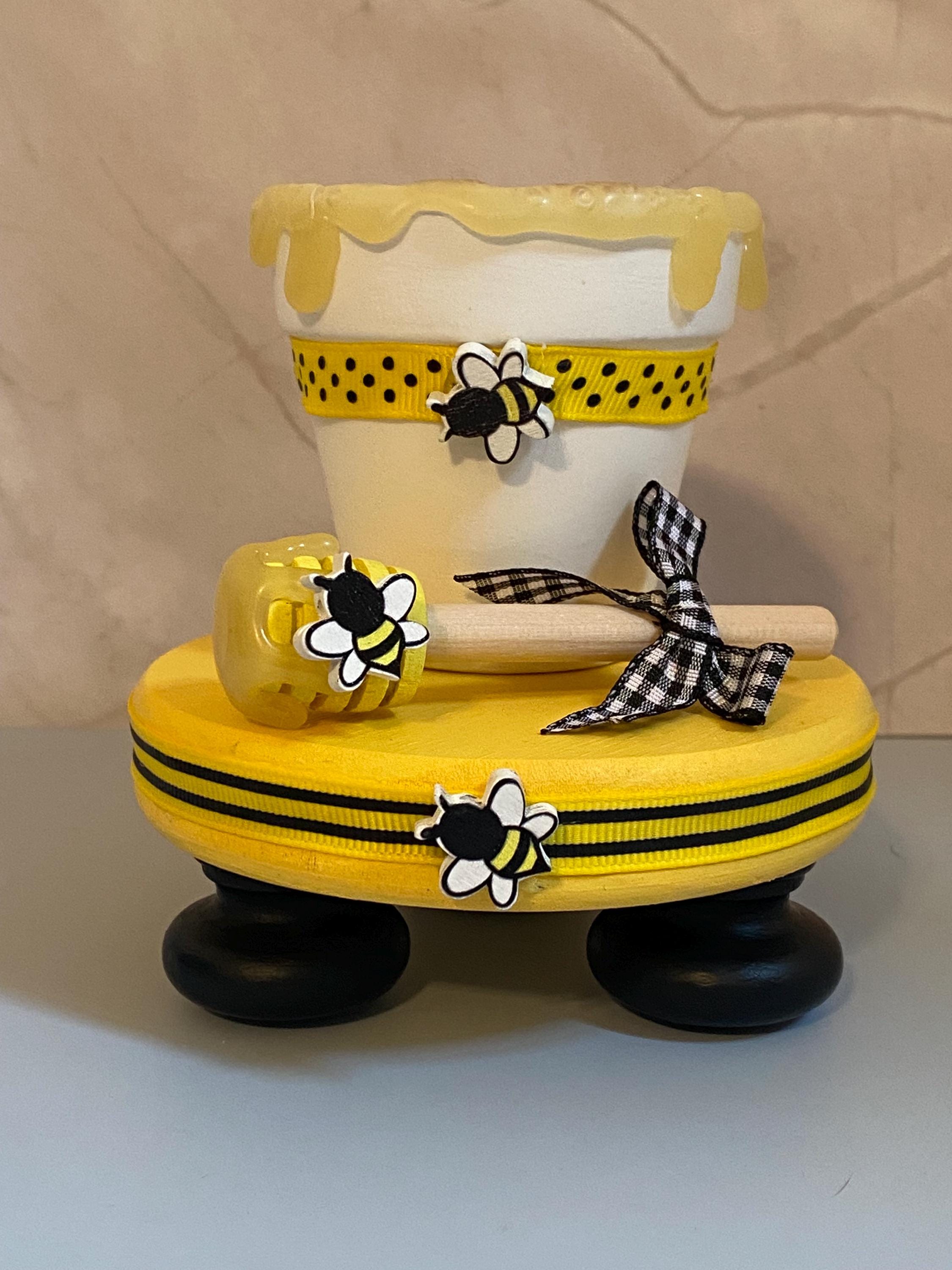 Rustic Wood Riser With Honey Pot & Dipper: Farmhouse Bee Decor - Etsy