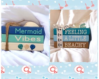 Beach Faux Book Stack: Summer Tiered Tray Decor