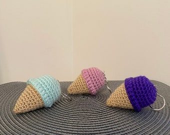 Handmade Mini Crochet Ice Cream Cone Keychain - Cute Summer Accessory